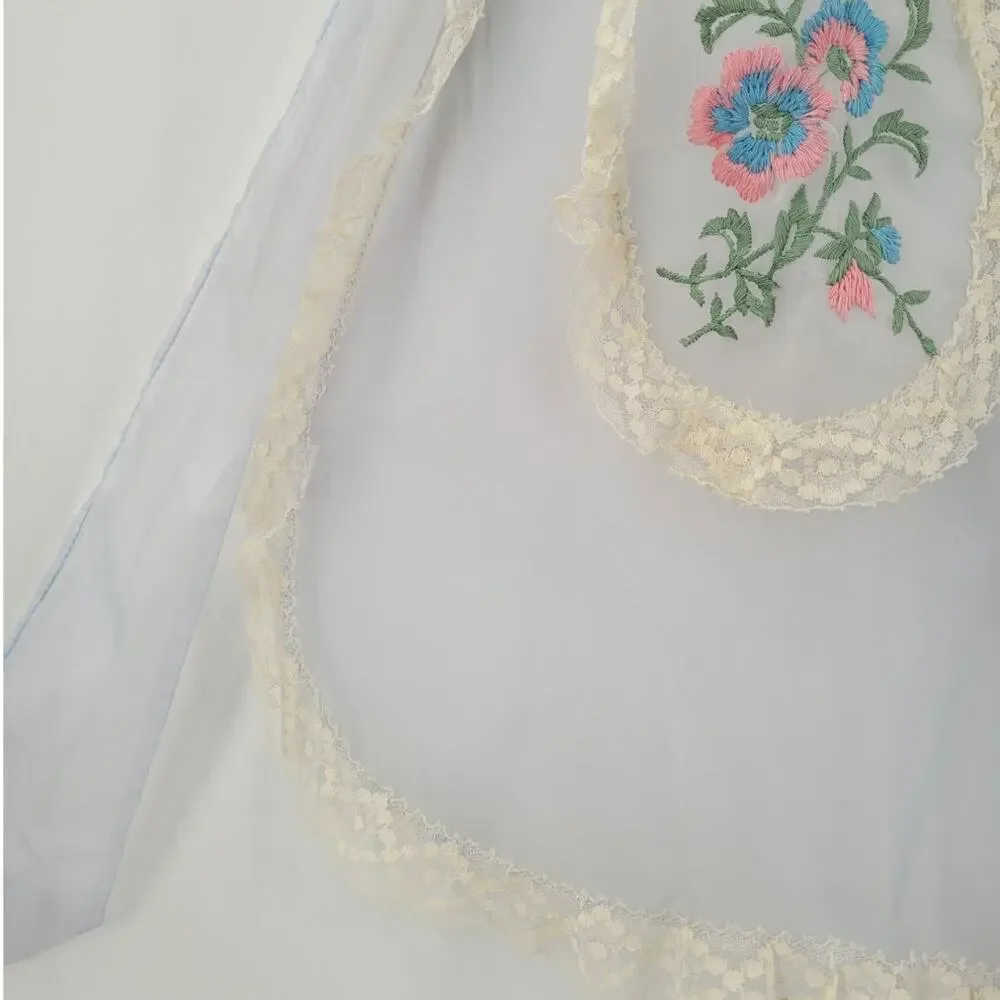Vintage Blue‎ Hostess Apron 1950s Lace Trim Cottagecore Style Coquette Soft Gitl